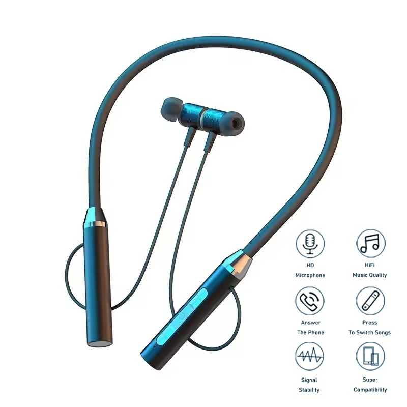 Magnetic Neckband Sports Earphones - Drahtlose Bluetooth-Kopfhörer mit Nackenbügel, Gaming-Stereo-Sport-Headset, wasserdichter