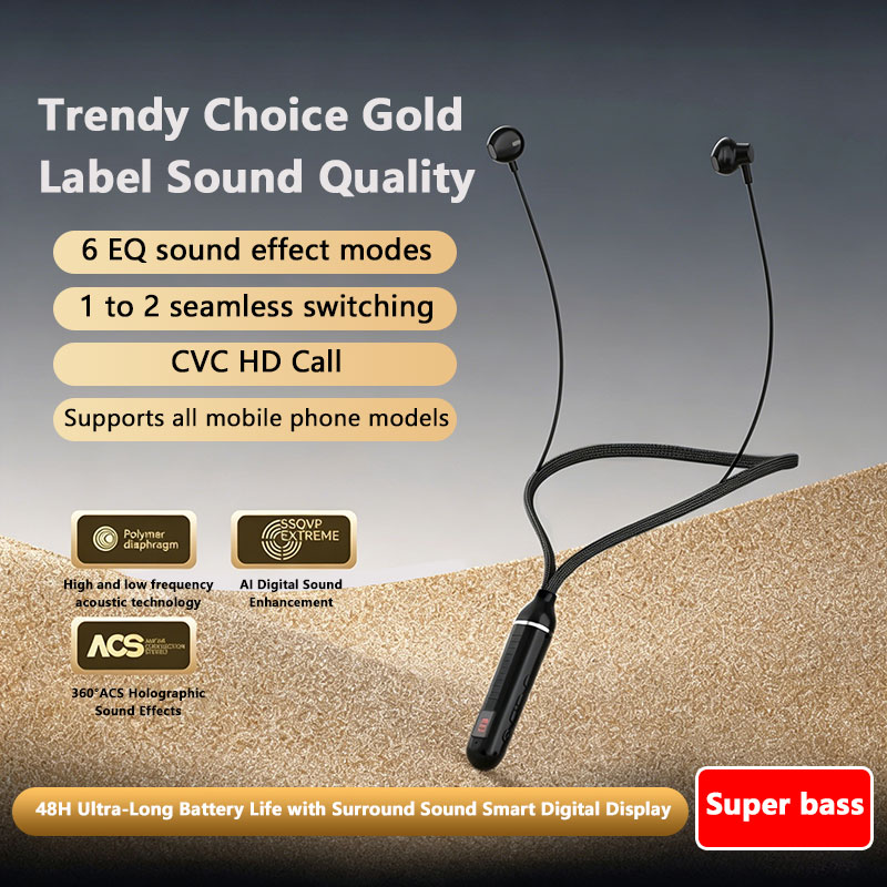 Magnetic Neckband Sports Earphones - ﻿ Kabellose Bluetooth-Kopfhörer mit Nackenbügel, Gaming-LED-Display,