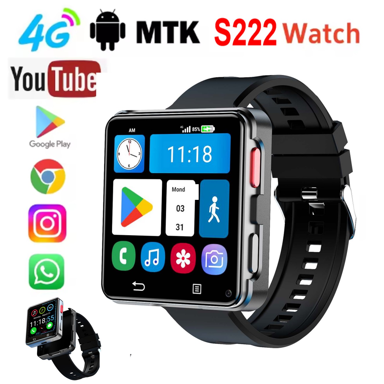 Smartwatches - S222 Smartwatch 4G SIM-Karte 4GB RAM