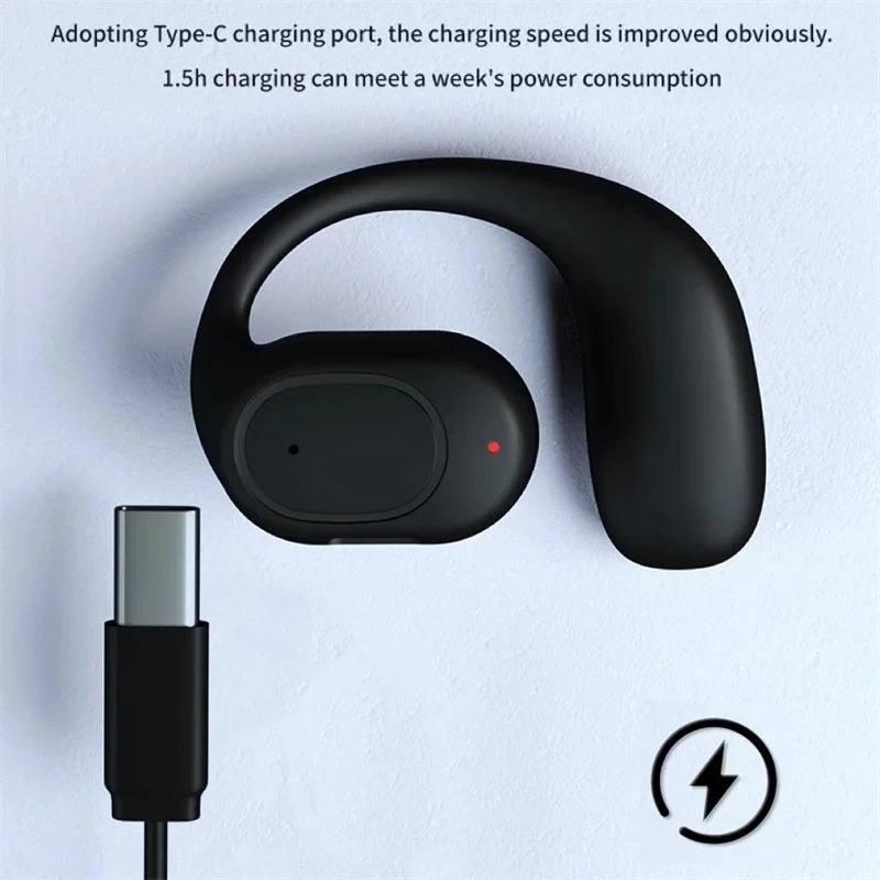 Open Ear Air Conduction Headphones - Einseitiger Ohrbügel-Knochenleitungs-Bluetooth-Kopfhörer, Kabelloser Open-Ear-Kopfhörer mit Eingebautem