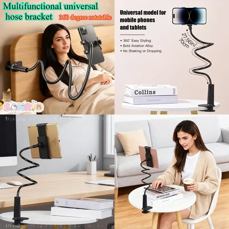 Tablets - 360-Grad-Flexibler Schlauch-Handyhalter, Stabiler Anti-Wackel-Tablet-Ständer mit Verstellbarem