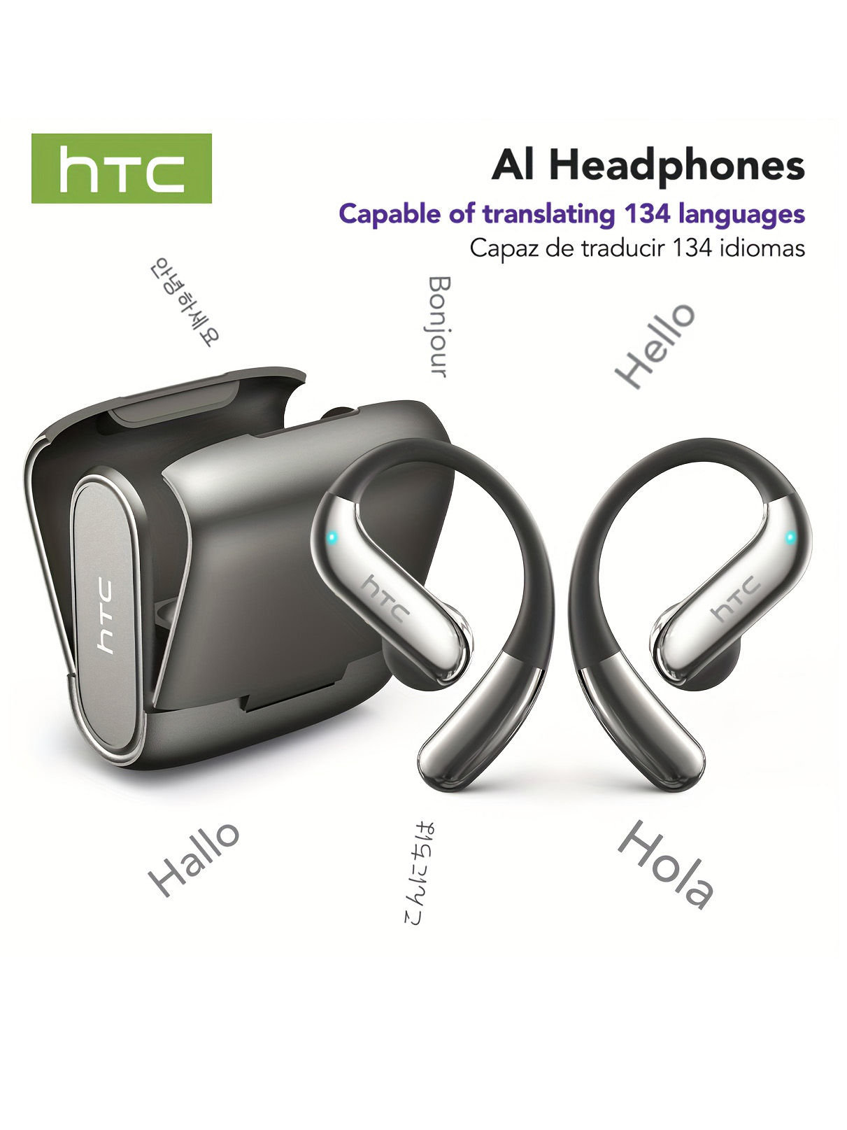 Headphones - Open-Ear-Bluetooth-Kopfhörer, HTC 30-Stunden-Wiedergabe, kabellose Ohrhörer, Ohrhörer