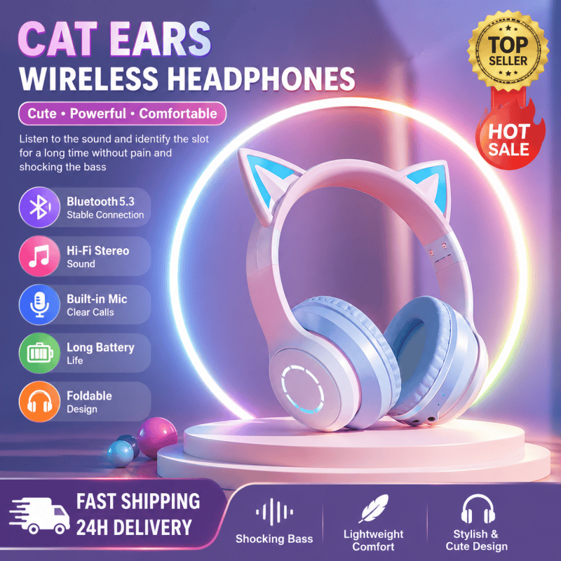 Cat Ear Bluetooth Headset Led - Neuer Bestseller RGB Kopfhörer mit Bluetooth,