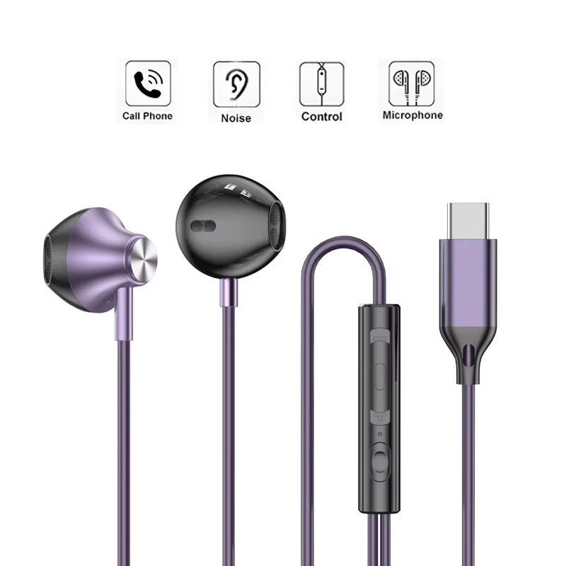 Type C Wired Earphones With Mic - In-Ear-Kopfhörer mit Kabel, HiFi-Musik-Ohrhörer, Freisprech-Kopfhörer Typ