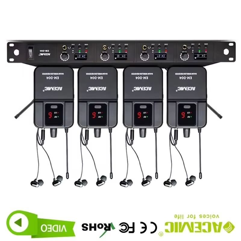 In Ear Monitors For Singers - 4-Kanal Kabelloses In-Ear-Monitor-System Acemic Professional UHF