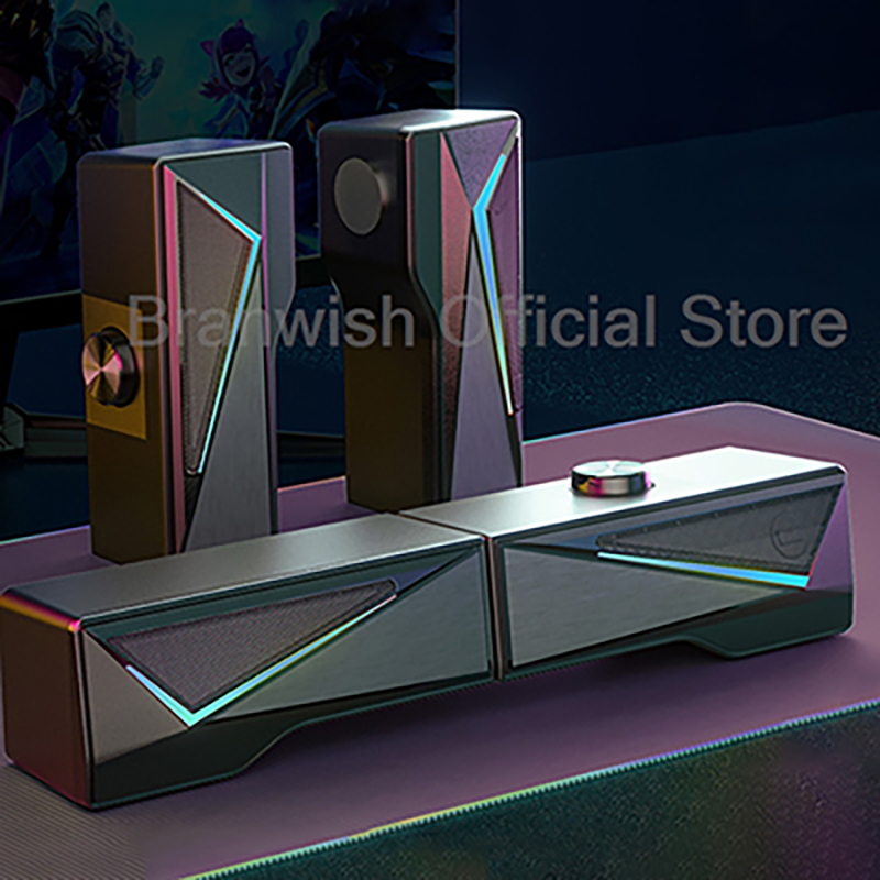Rgb Computer Soundbar For Pc - RGB-Gaming-Soundbar mit abnehmbarem Design, Knopfsteuerung, Lautsprecher,