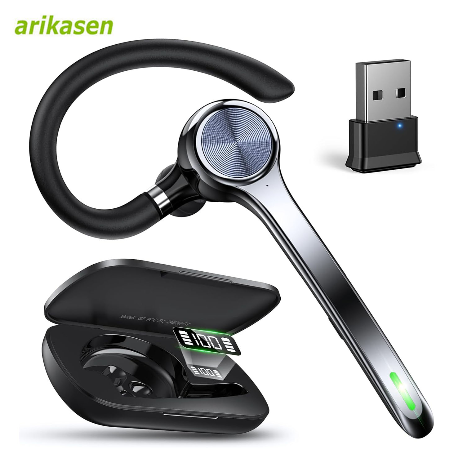 Open Ear Air Conduction Headphones - Kabelloses Headset, Einzelohr-Bluetooth-Headset mit geräuschunterdrückendem Mikrofon