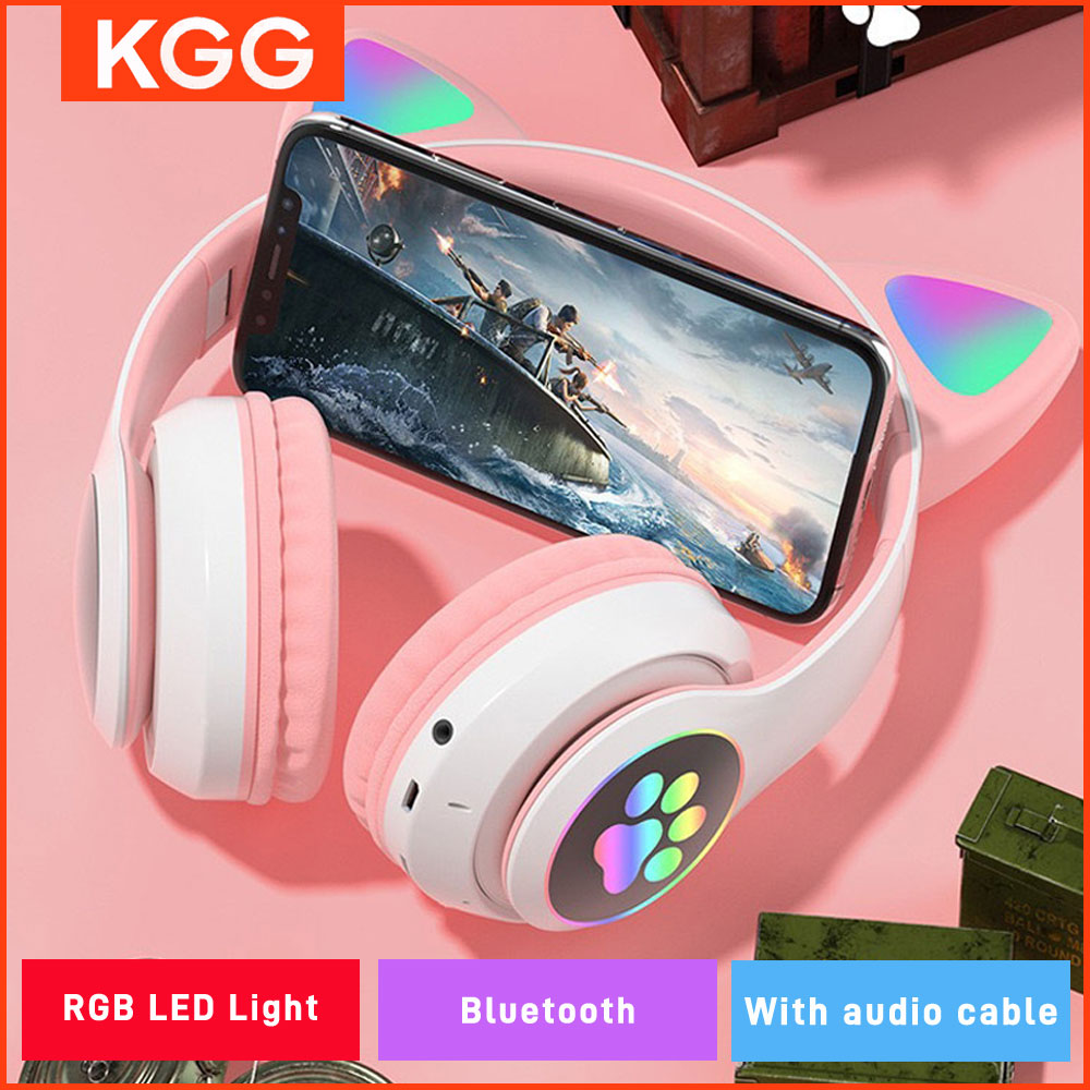 Cat Ear Bluetooth Headset Led - Katzenohren-Kopfhörer, Blitzlicht, kabellos, mit Mikrofonsteuerung, LED,