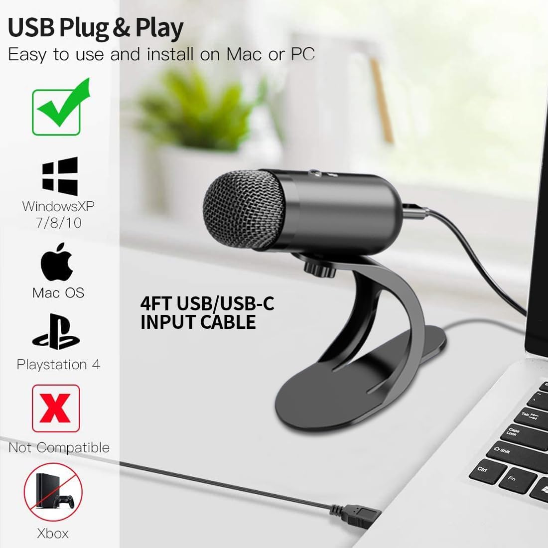 Tablets - Professionelles USB-Kondensatormikrofon für Konferenzen, Desktop-Plug-and-Play-Gaming-Mikrofon für