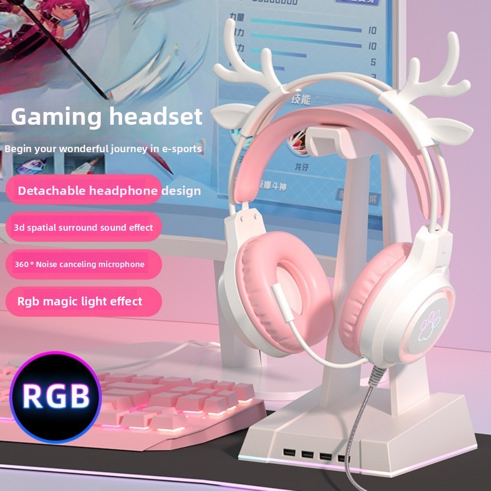 Gaming Headset With Mic Rgb - RGB-Gaming-Kopfhörer mit hochauflösendem, flexiblem Mikrofon, 3,5-mm-Gaming-Kopfhörer,