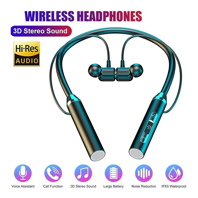 Magnetic Neckband Sports Earphones - Bluetooth 5.0 Nackenbügel-Kopfhörer, HiFi-Stereo-Sport-Headset, wasserdichte magnetische