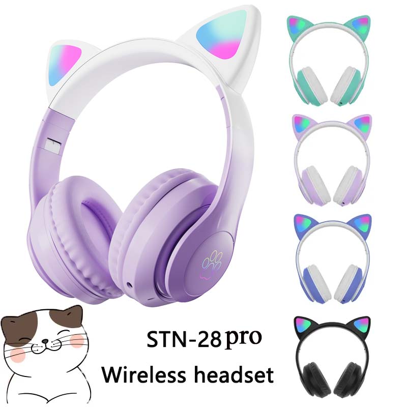 Neuestes STN-28 Kabelloses Hea – Cat Ear Bluetooth Headset Led Bewertung und Preis
