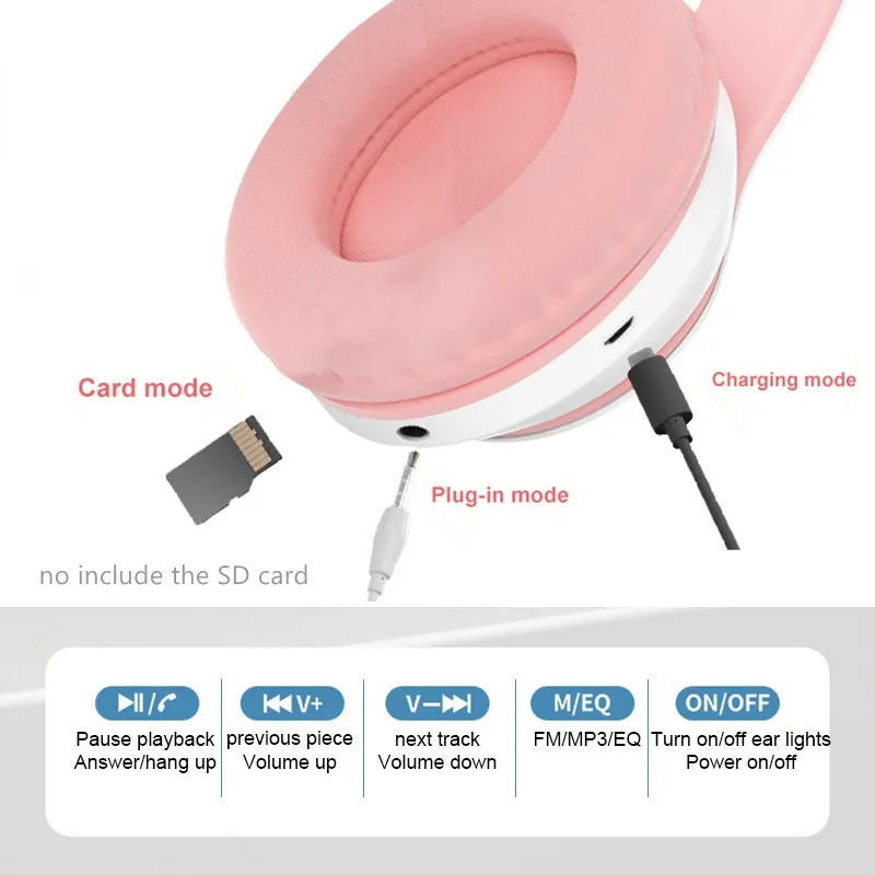 Neuestes STN-28 Kabelloses Hea – Cat Ear Bluetooth Headset Led Bewertung und Preis