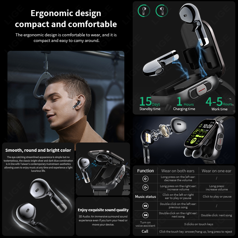 LIGE Neue 2-in-1 TWS Smartwatc – Tws Earbuds Bluetooth 5.3 Bewertung und Preis