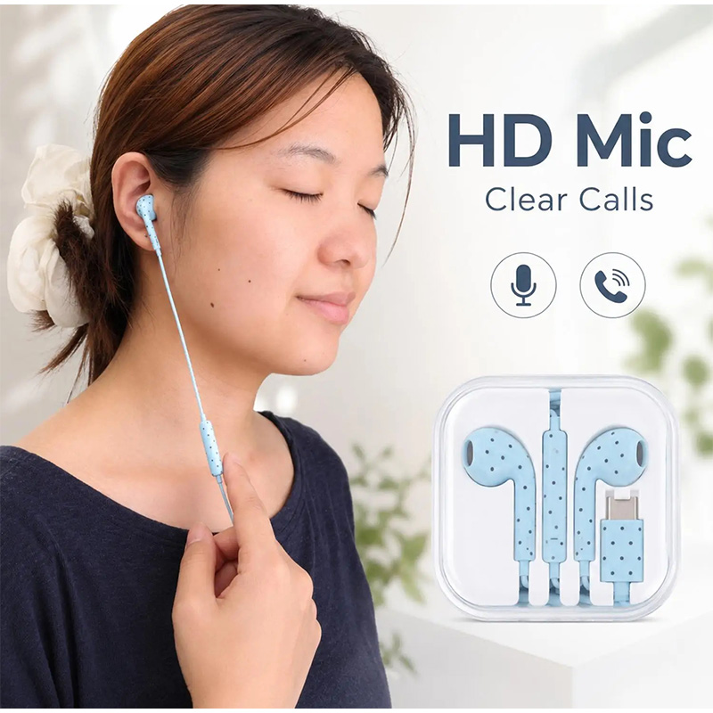 Typ-C-Ohrhörer mit Polka-Dot-S – Type C Wired Earphones With Mic Bewertung und Preis