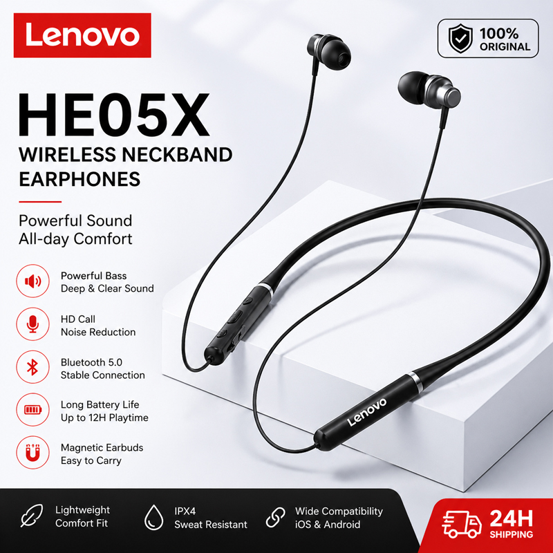 100 % Original Lenovo HE05X Bl – Magnetic Neckband Sports Earphones Bewertung und Preis